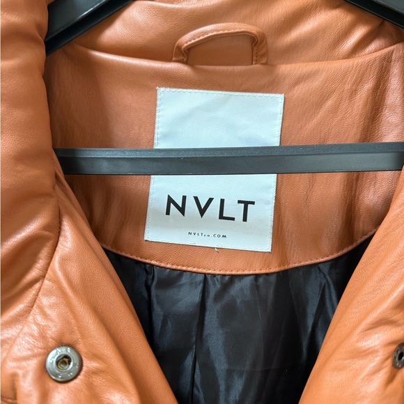 NVLT Women’s Vegan Leather Puffer Coat Size Large Burnt Orange Like New - Picture 4 of 8